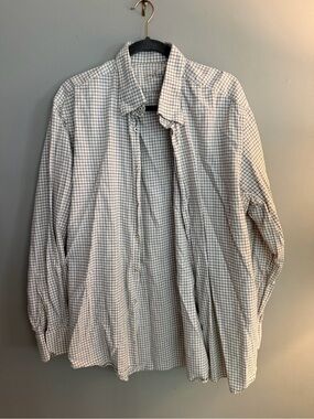 Men's Checked Button-Up Shirt - White/Black